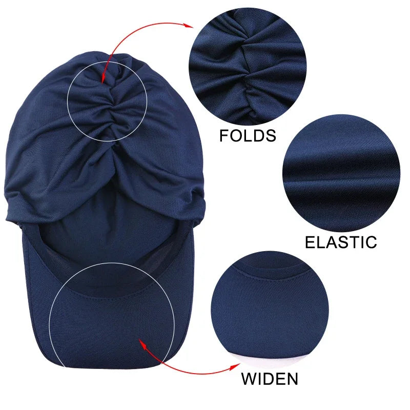 Muslim Women’s Turban Hijab Baseball Cap – Wide Brim Sun Hat, Sports Bonnet & Outdoor Headscarf for Sun Protection