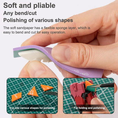 9PCS Model Building Sanding Stick Set MS-E400–1200 – Semi-Rigid Polishing Tools for Plastic Hobby Models