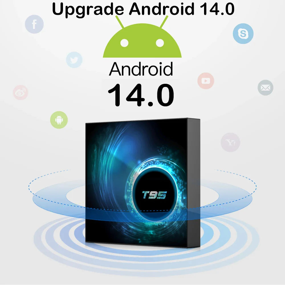 2024 T95 Plus Smart TV Box - Android 14, Allwinner H616, 4GB RAM, 64GB/128GB Storage, Dual WiFi, HD 6K Media Player