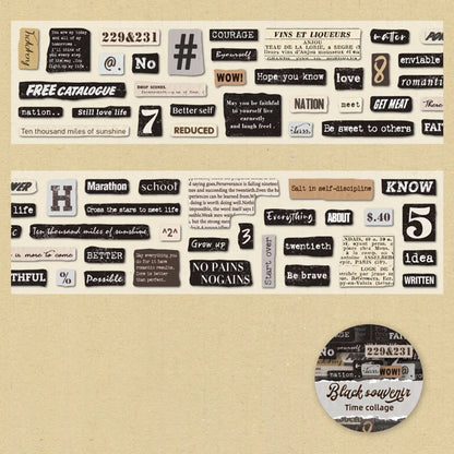 Mr. Paper 6 Style Retro English Theme Washi Tape – 1 Roll for DIY Crafts, Phone Case, Glass Bottle, Photo Frame Decoration