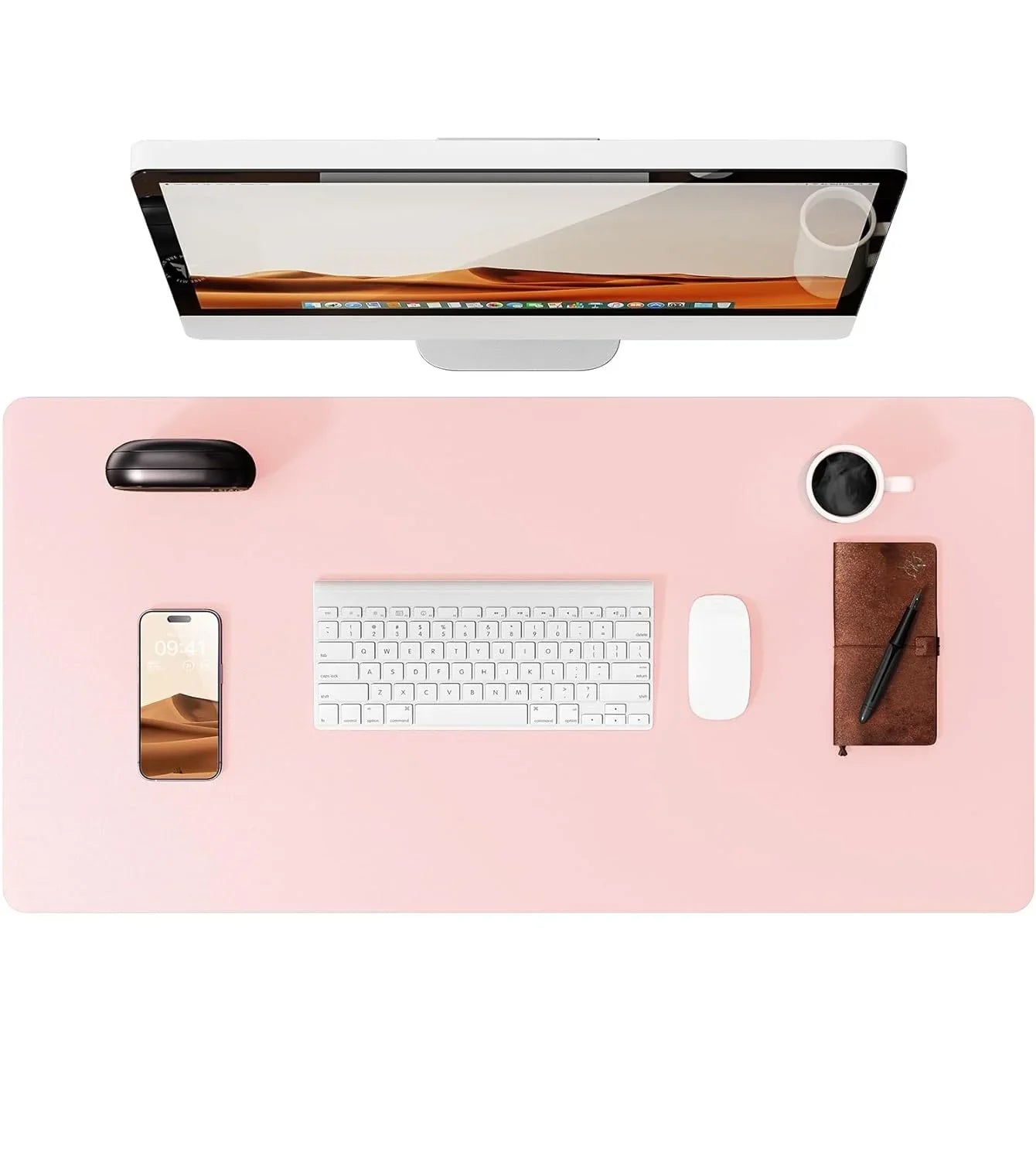 Large Leather Mouse Pad Desk Mat - Non-Slip PU Leather Office Desk Protector for Laptop & Workspace Setup