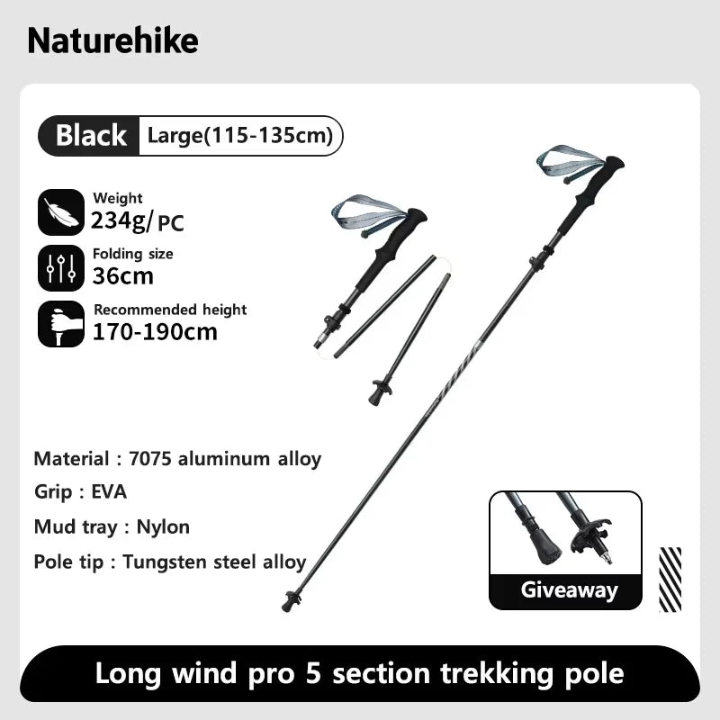 Naturehike Lightweight Trekking Poles – Carbon Fiber & Aluminum Alloy Folding Walking Sticks for Hiking & Climbing
