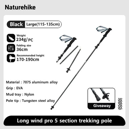 Naturehike Lightweight Trekking Poles – Carbon Fiber & Aluminum Alloy Folding Walking Sticks for Hiking & Climbing
