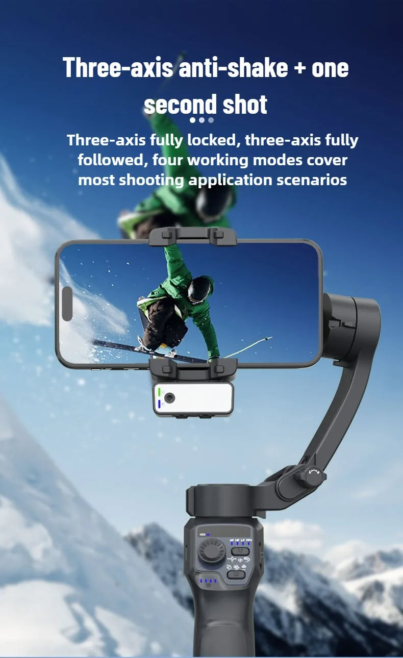 3-Axis Mobile Gimbal Stabilizer – Phone Video Recorder with Face & Object Tracking for Android & iPhone