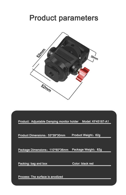 Mini Monitor Mount Holder – Swivel & Tilt Tripod Head with Cold Shoe Adapter for Flash, Microphone, and Fill Light
