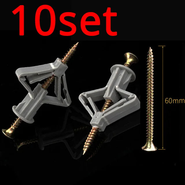 Plastic Expansion Drywall Anchor Kit — Self-Drilling Screws for Gypsum Board, Hollow Brick & Fiberboard