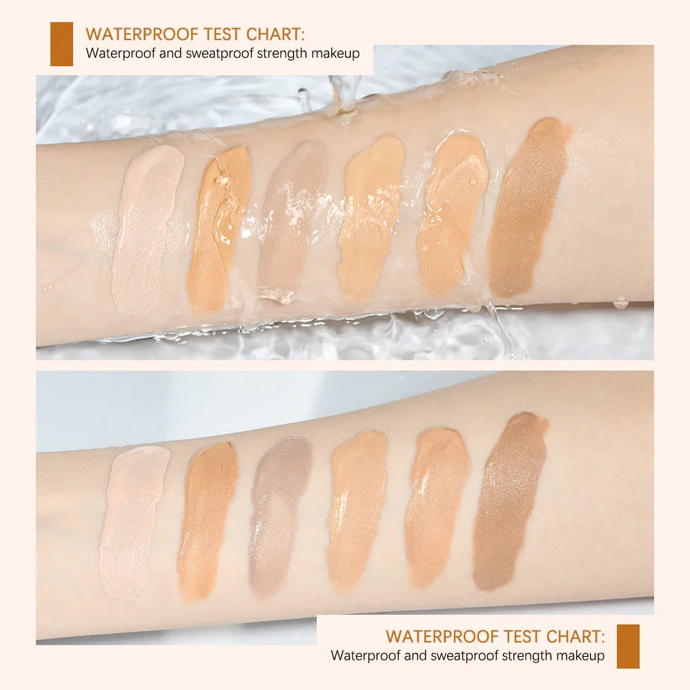 Flawless All-Day Waterproof Concealer & Foundation – 6-Color Full Coverage Moisturizing Makeup for Women