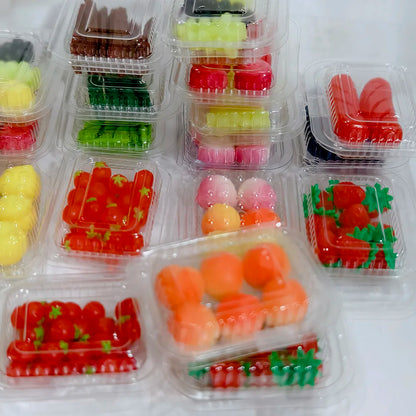 1/6 Miniature Dollhouse Fruit Set – Mini Peach & Grape with Box for Blythe, OB11, BJD Dolls