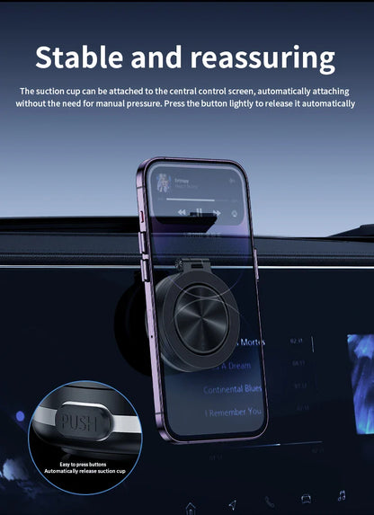 Intelligent Magsafe Car Mount – Magnetic Vacuum Mobile Phone Holder with Folding Swivel Stand and Strong Adsorption
