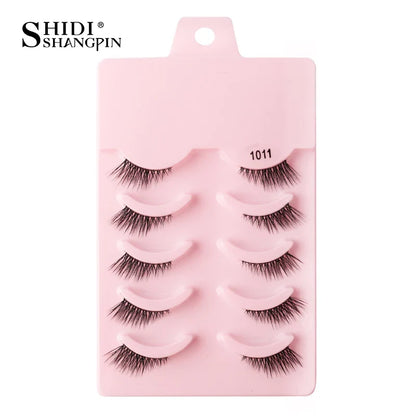SHIDISHANGPIN 5/10 Pairs Cat Eye False Lashes – 3D Mink Half Lashes, Eyelash Extensions for Natural Makeup, Faux Cils Maquiagem