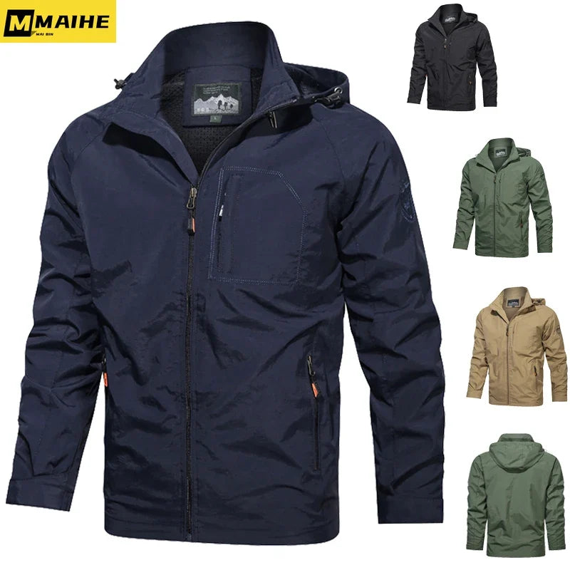 Men’s Outdoor Hiking Jacket - Breathable Waterproof Windbreaker for Camping, Trekking and Travel