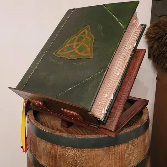 Book of Shadows Journal – Green Cover Bound Blank & Lined, 350 Pages for Spells & Records, Retro Gift Spellbook