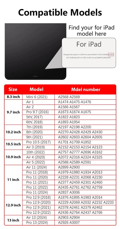 iPad Protective Case - 2025 Air 11 M3 M4 Pro 11 Inch Cover with Apple Pencil Holder for iPad 10th 9th Generation