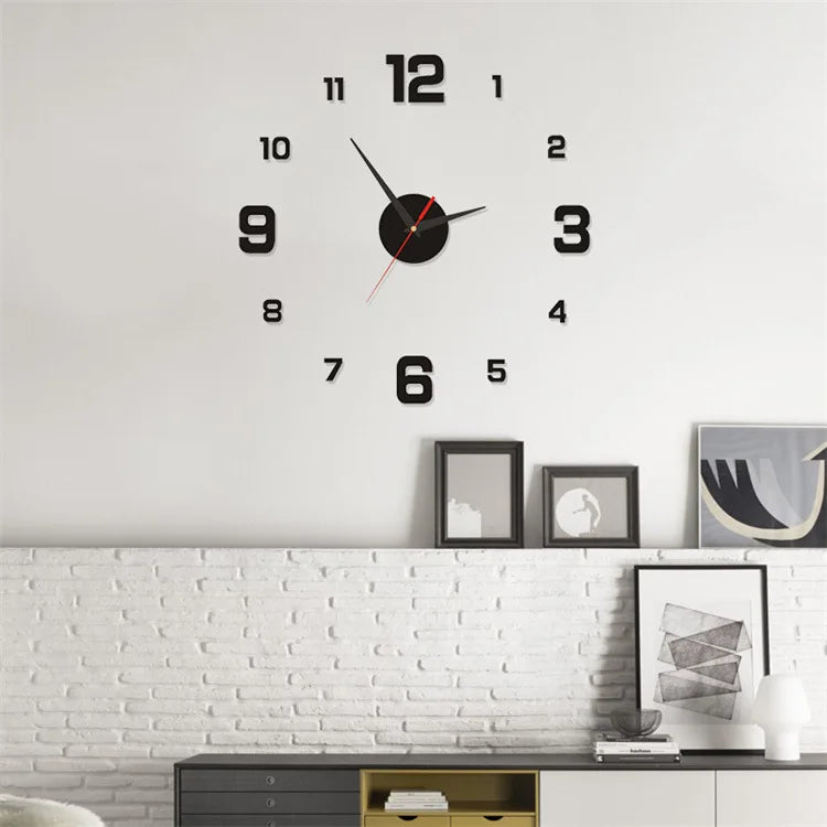 3D Frameless DIY Wall Clock — Creative Mute Digital Wall Sticker for Home, Living Room, and Office Decoration