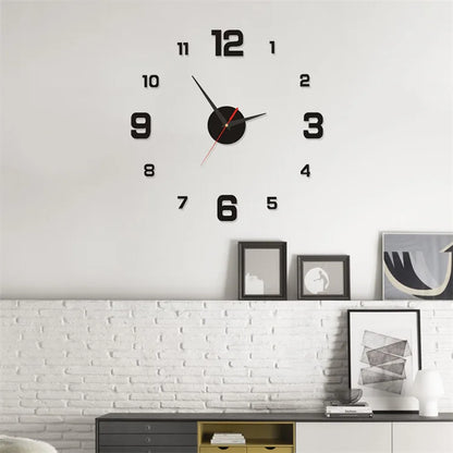 3D Frameless DIY Wall Clock — Creative Mute Digital Wall Sticker for Home, Living Room, and Office Decoration