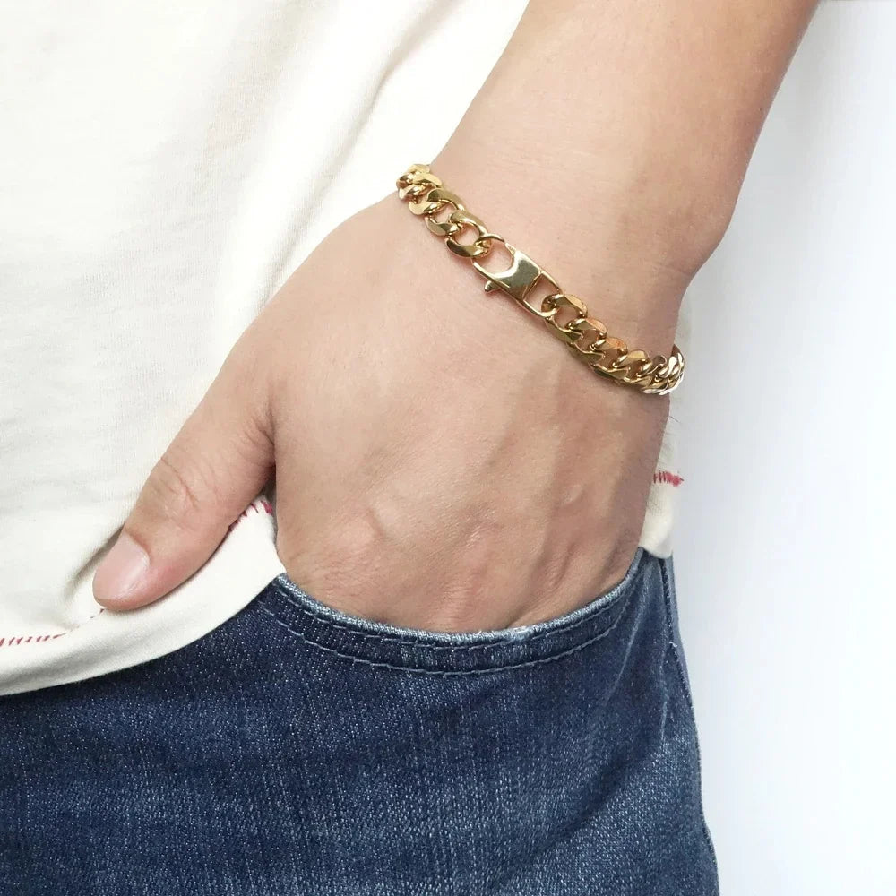 Men's & Women's Curb Chain Bracelet - 6/8/10/12mm, 8-Inch Punk Hip-Hop Stainless Steel Bracelet, Jewelry Gift