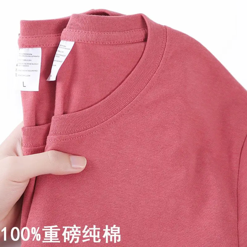 100% Cotton Unisex T-Shirt – Solid Color O-Neck Short Sleeve Tops for Men & Women, Summer Korean Loose Fit M-4XL