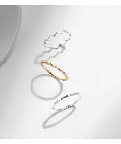 MODIAN 925 Sterling Silver Stackable Ring – Classic Wave Geometric Finger Ring, Fashion Jewelry for Women