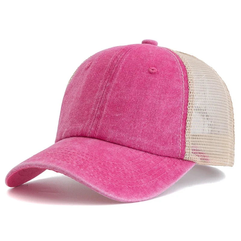 Unisex Washed Cotton Trucker Hat - Multi Color Casual Baseball Cap for Men & Women