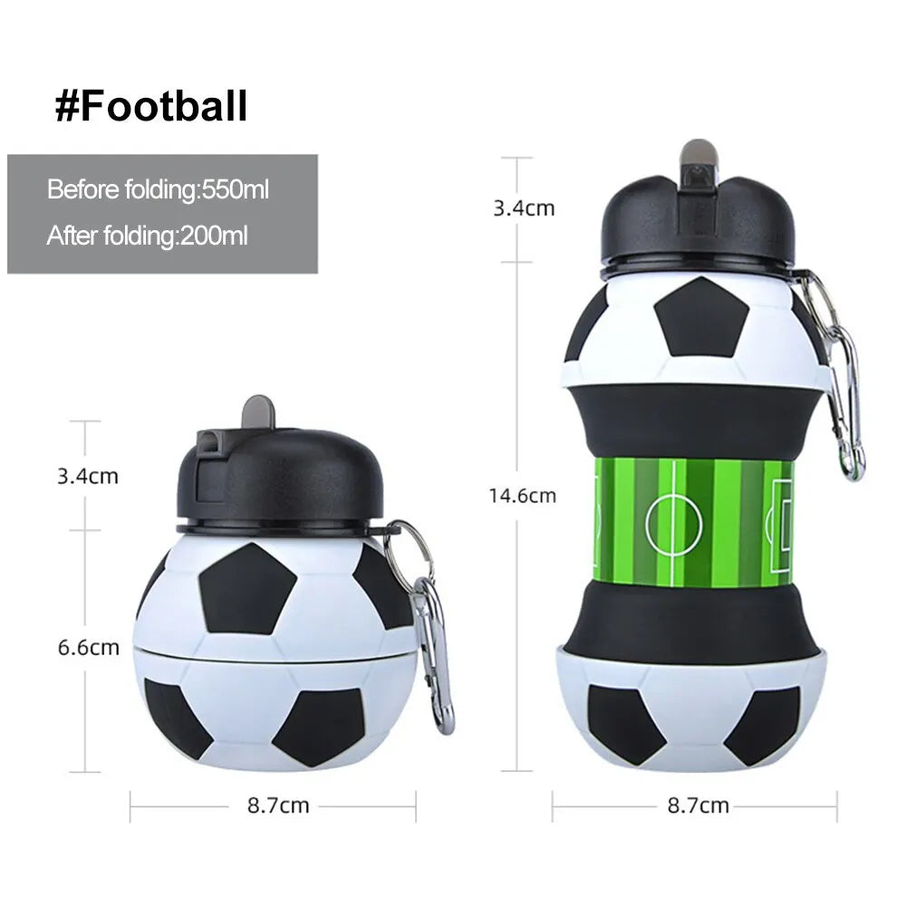 Leakproof Foldable Water Bottle for Kids: Portable Sports Mug for Basketball, Football, Baseball, Tennis, Golf - Ideal for School and Outdoor Activities