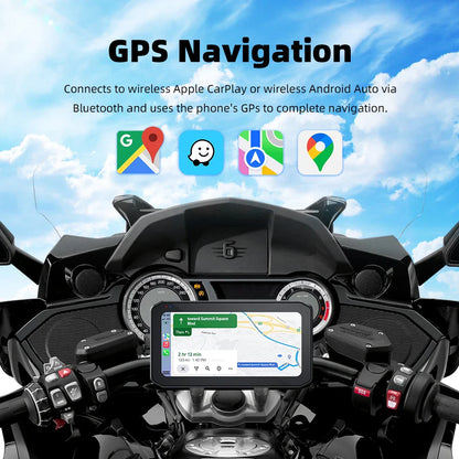 EKIY 6.25" Wireless CarPlay Motorcycle Display – Android Auto GPS Navigation Screen with TPMS Monitoring Portable Dashboard Unit