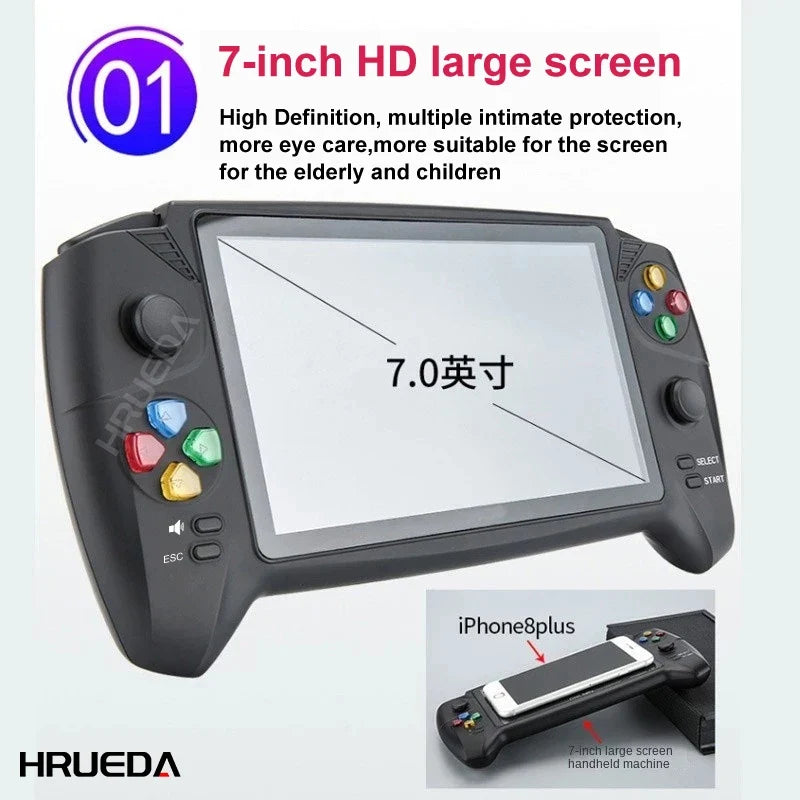 7.0" Retro Handheld Game Console - Dual Joysticks Classic Gaming Player for PS1, GBA, NES & FC Games