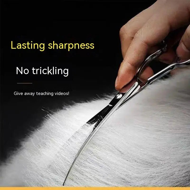 Pet Grooming Scissors Set – Professional Dog Hair Trimming Tools, Bent & Straight Scissors, Teddy Haircut Clippers