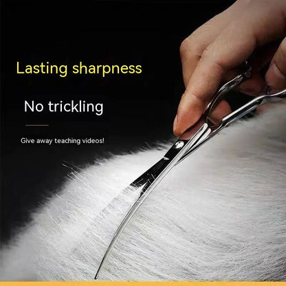 Pet Grooming Scissors Set – Professional Dog Hair Trimming Tools, Bent & Straight Scissors, Teddy Haircut Clippers