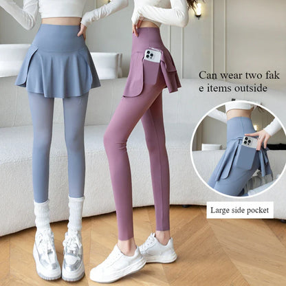 Women’s Seamless High Waist Yoga Leggings with Pockets – Two Piece Hip Lift Fitness Pants