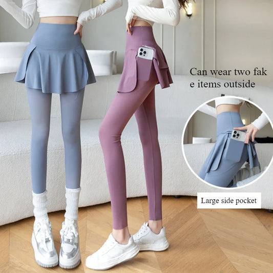 Women’s Seamless High Waist Yoga Leggings with Pockets – Two Piece Hip Lift Fitness Pants