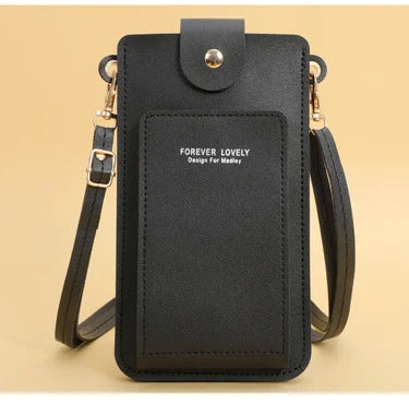 Women's Soft Leather Wallet Crossbody Bag – Touch Screen Phone Purse with Shoulder Strap