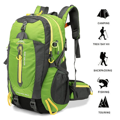 40L Waterproof Travel Backpack - Water Resistant Hiking Daypack With Laptop Compartment For Camping, Trekking & Outdoor Adventures