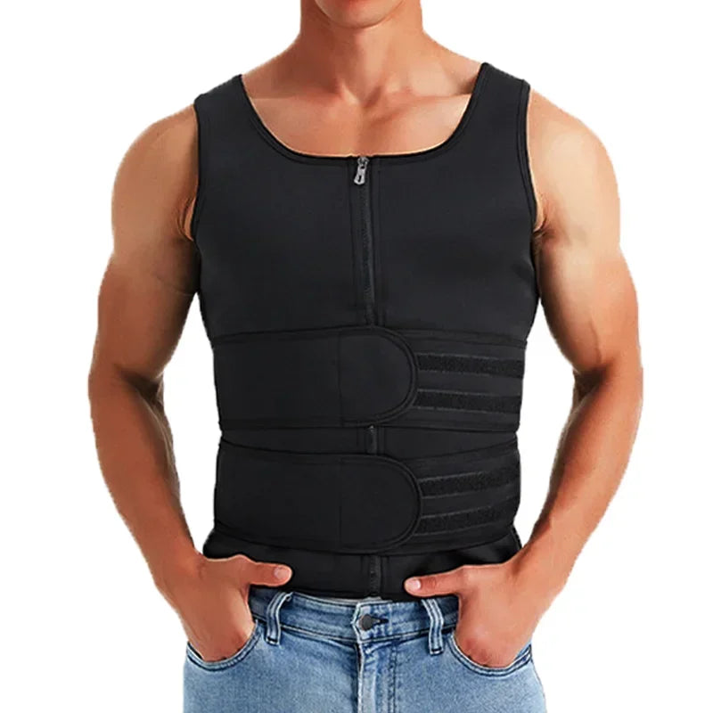Men’s Body Shaper Waist Trainer Vest – Slimming Sauna Sweat Compression Undershirt, Fat-Burning Workout Shapewear Tank Top