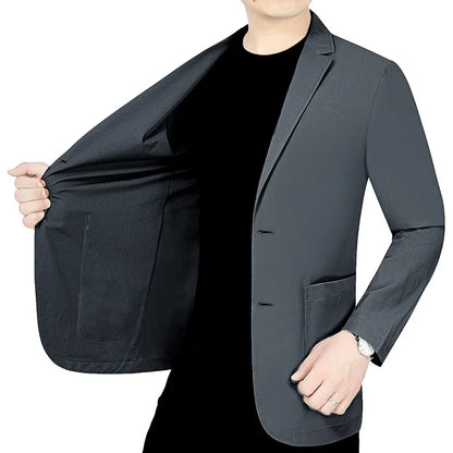 Men’s Summer Thin Blazer Jacket – Breathable, Elastic Sunscreen Coat for Business Casual, 4XL