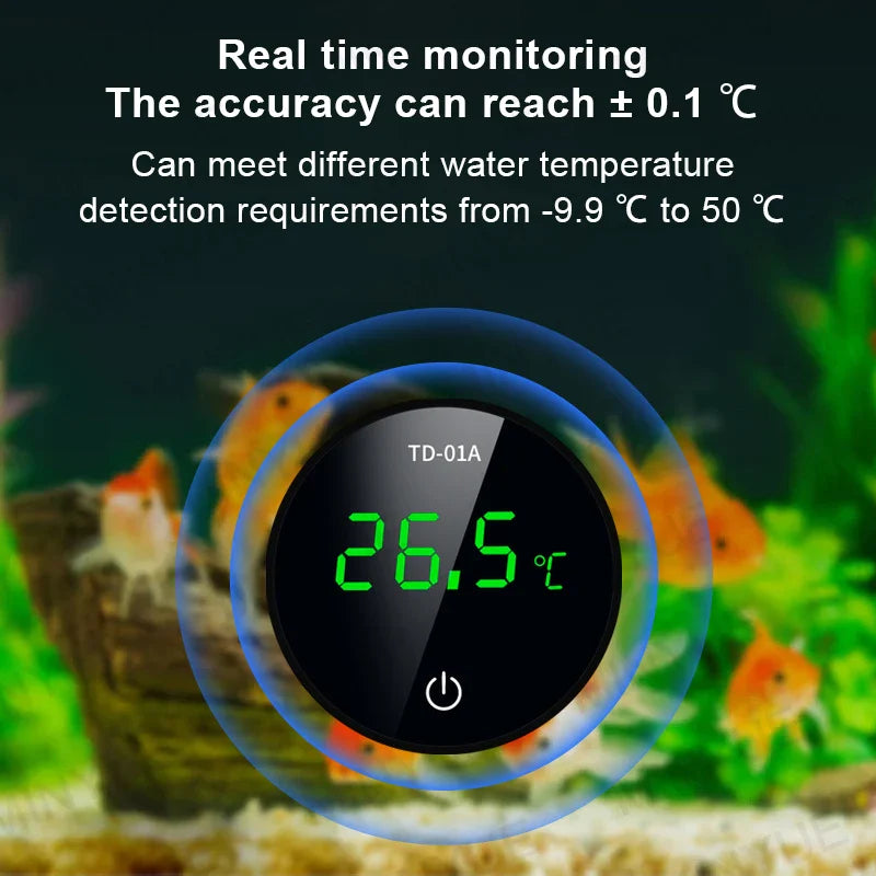 MINYUE LCD Digital Aquarium Thermometer – High Precision External Fish Tank Thermometer with Type-C Charging (-9.9 to 50℃)