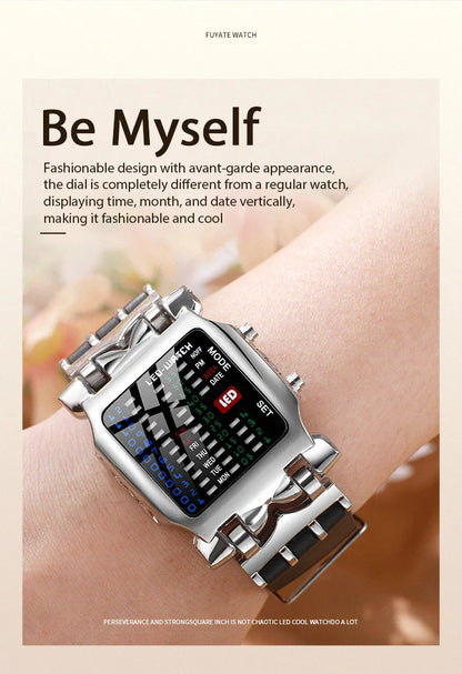 Men’s LED Crab-Style Watch — Creative Luminous Binary Electronic Waterproof Multi-Function Wristwatch