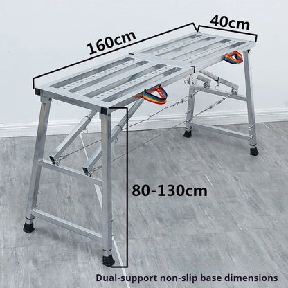 Foldable Steel Scaffolding Ladder – Portable Construction Workbench & Elevated Platform for Home Decoration, Renovation & Heavy-Duty Building Use