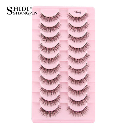 SHIDISHANGPIN 5/10 Pairs Cat Eye False Lashes – 3D Mink Half Lashes, Eyelash Extensions for Natural Makeup, Faux Cils Maquiagem