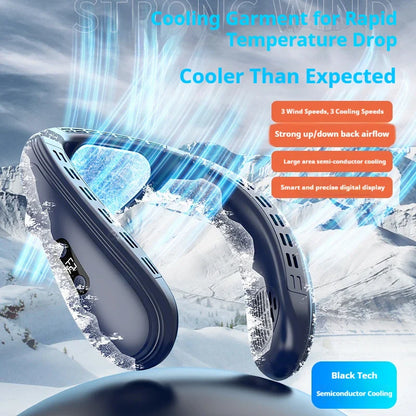 Portable Neck Air Conditioner Fan – Rechargeable Semiconductor Bladeless Wearable Cooling Fan for Outdoor Personal Use
