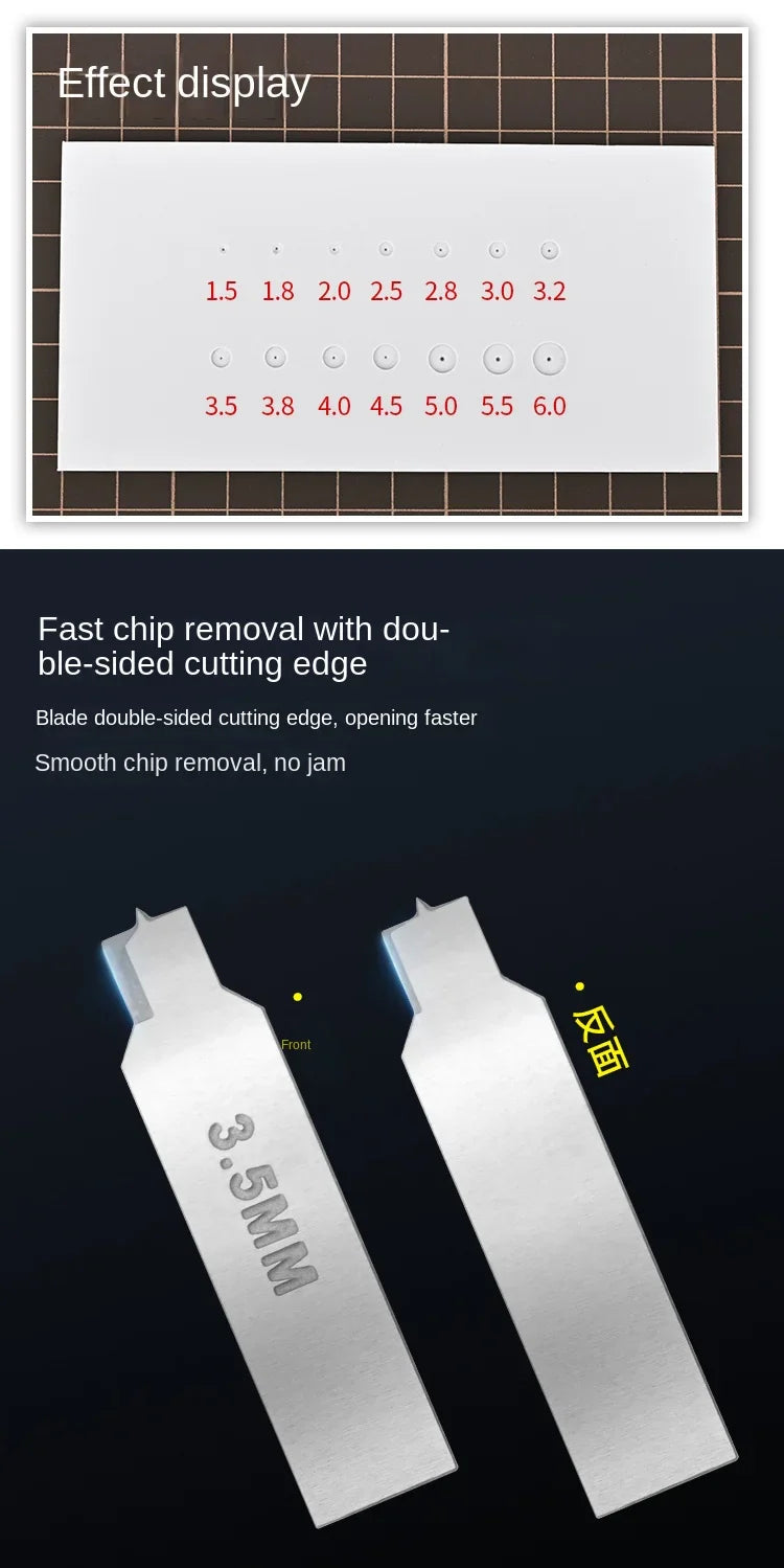 MS108 Flat Bottom Hole Drilling Craft Tool Set with Handle – Etched Sheet Knife for DIY Military Model Building