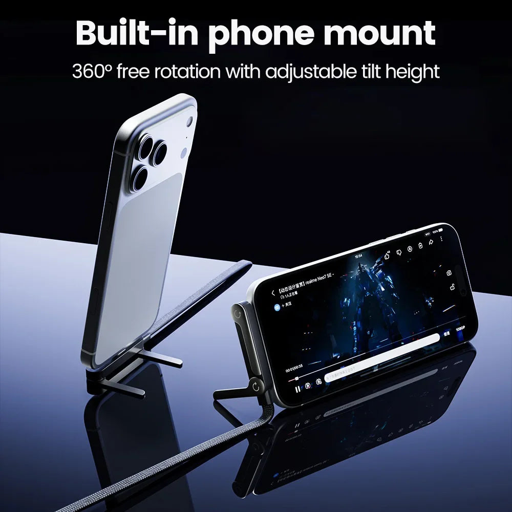 65W 2-in-1 USB-A to USB-C Cable - Fast Charging Foldable Phone Holder with Built-In Desk Stand