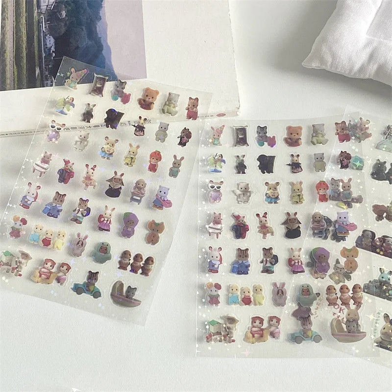 6pcs/10pcs Y2K Glitter Laser Stickers – Cute Random Phone, Camera, Luggage & Journal Stickers, Kawaii Decoration Gift