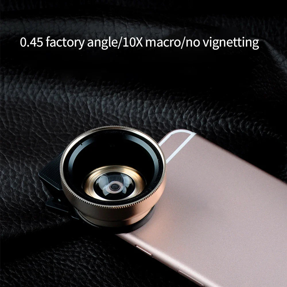 2 IN 1 Universal Clip Mobile Phone Lens - Professional 0.45x Super Wide-Angle + Macro HD Lens - Compatible with iPhone & Android (37mm)
