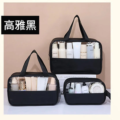 Portable Transparent Travel Cosmetic Bag for Women — Large-Capacity Waterproof Makeup & Toiletry Storage Case