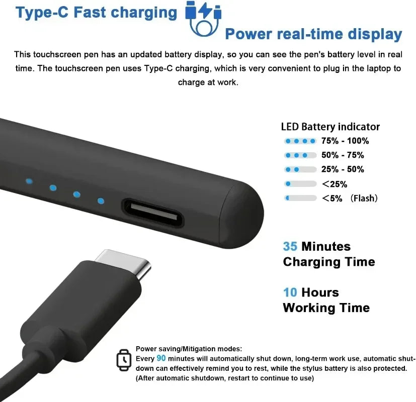Stylus Pen for Samsung Galaxy Tab & iPad – Rechargeable with Tilt Sensitivity, Compatible with A9, S9, S8, A7, A6, and More