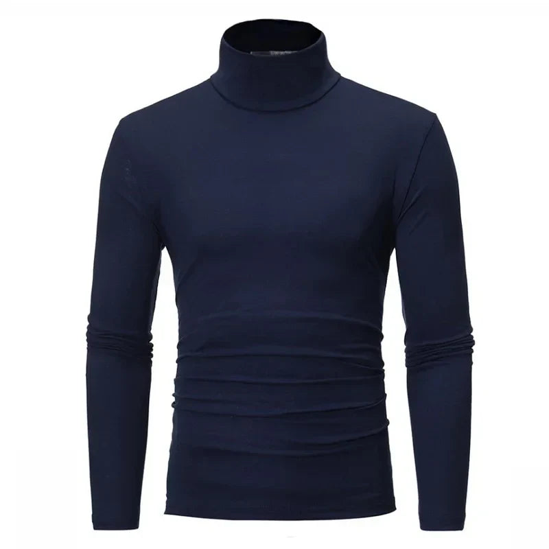 Men's Thin Turtleneck Sweater - Spring Autumn Knitted Warm Pullover Full Color Casual Top