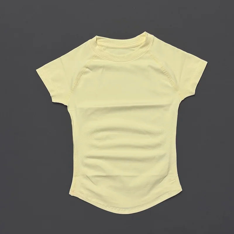 Women’s Seamless Sports Top – Short Sleeve Slim Fit Yoga & Gym Running Fitness Activewear T-Shirt Athletic Workout Tee