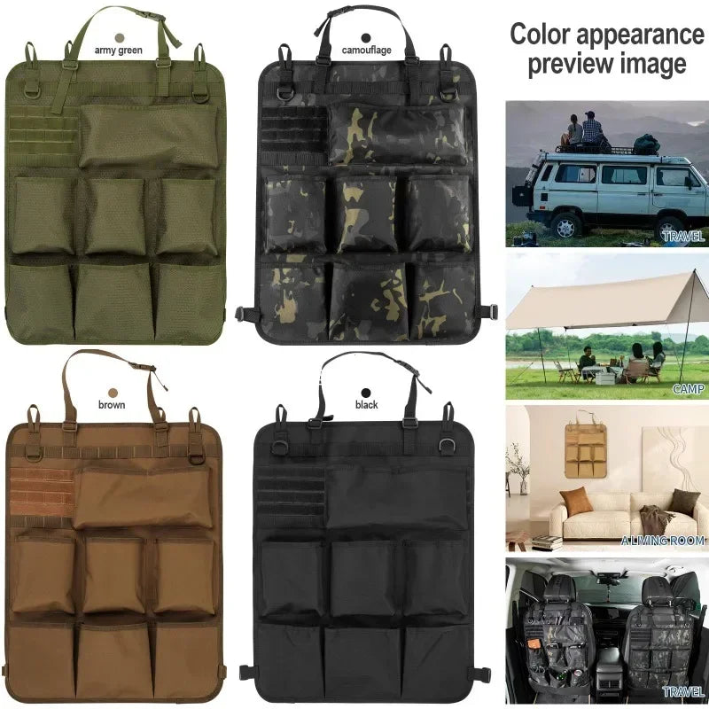 Tactical Camo Car Seat Back Storage Bag – Hanging Organizer Pocket for Interior Accessories
