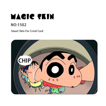 Anime Crayon Shin-Chan Poker PVC Sticker — Waterproof Cartoon Skin for Credit & Debit Cards