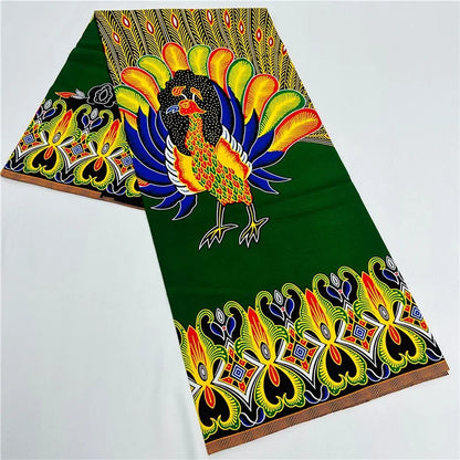 6 Yards African Real Wax Fabric - 100% Cotton Original Ankara Print for Party Dresses K121901